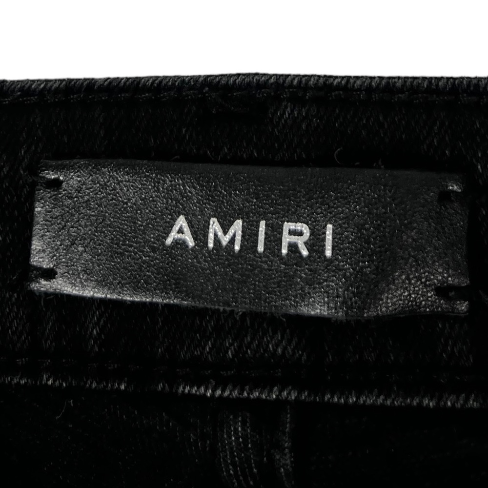 Amiri Mens 30 X 31 Jeans Leather Patch Ripped Skinny Black Cotton Blend Stretch - Picture 9 of 11